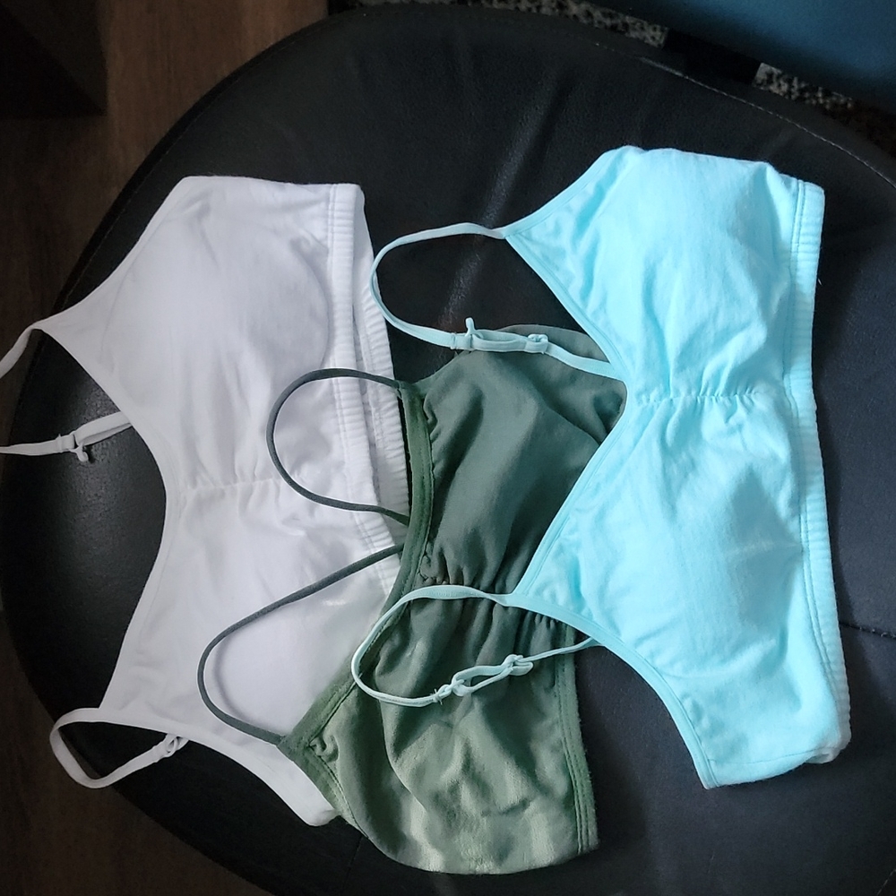Three padded spaghetti strap bras